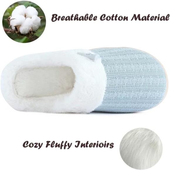 Women's Slip on Fuzzy House Slippers Memory Foam Slippers Scuff Outdoor Indoor - Picture 3 of 7